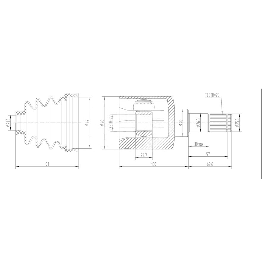 ШРУС внутренний KRAUF CVJ1264HR (CVJ1264HR)