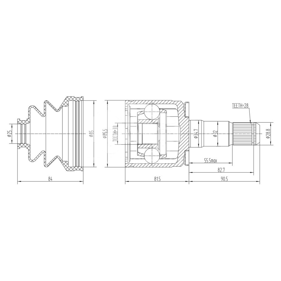 ШРУС внутренний KRAUF CVJ1251HR (CVJ1251HR)